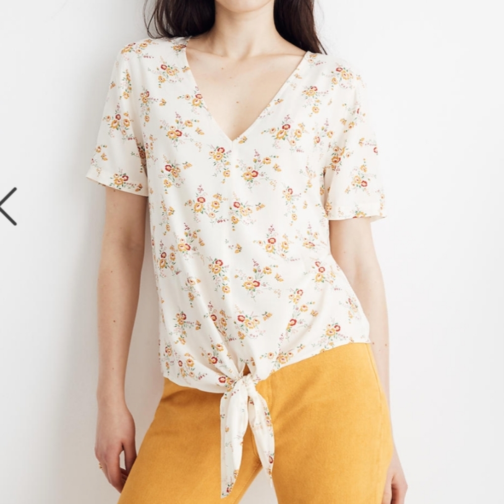 Madewell • Floral Tie Blouse • Small • NWT